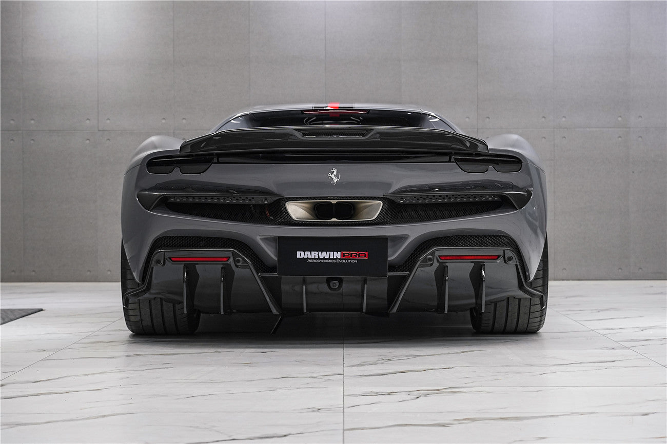 DarwinPRO 2022-2025 Ferrari 296 GTB & GTS Type F171 iMP Style Carbon Fiber Rear Diffuser With Undertray