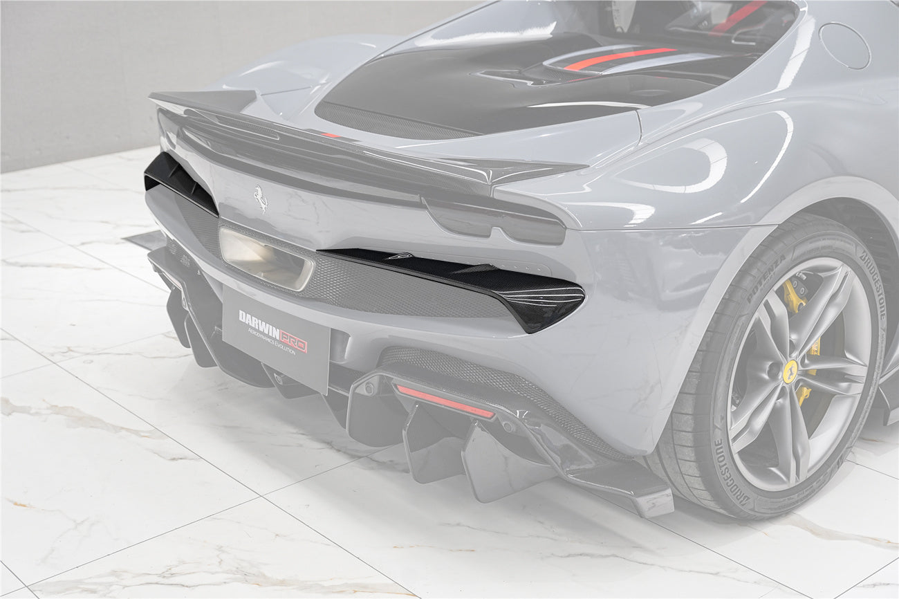 DarwinPRO 2022-2025 Ferrari 296 GTB & GTS Type F171 iMP Style Carbon Fiber Rear Bumper Trim