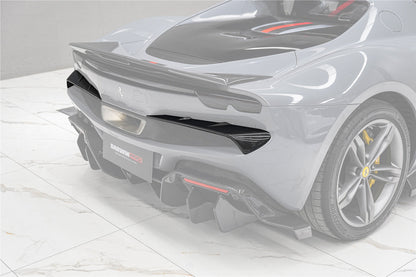 DarwinPRO 2022-2025 Ferrari 296 GTB & GTS Type F171 iMP Style Carbon Fiber Rear Bumper Trim