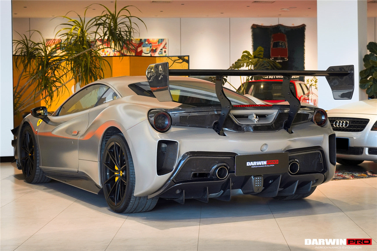 DarwinPRO 2015-2020 Ferrari 488 GTB Challenge Evo Modena Style Rear Bumper With Deck Lid Wing & Diffuser