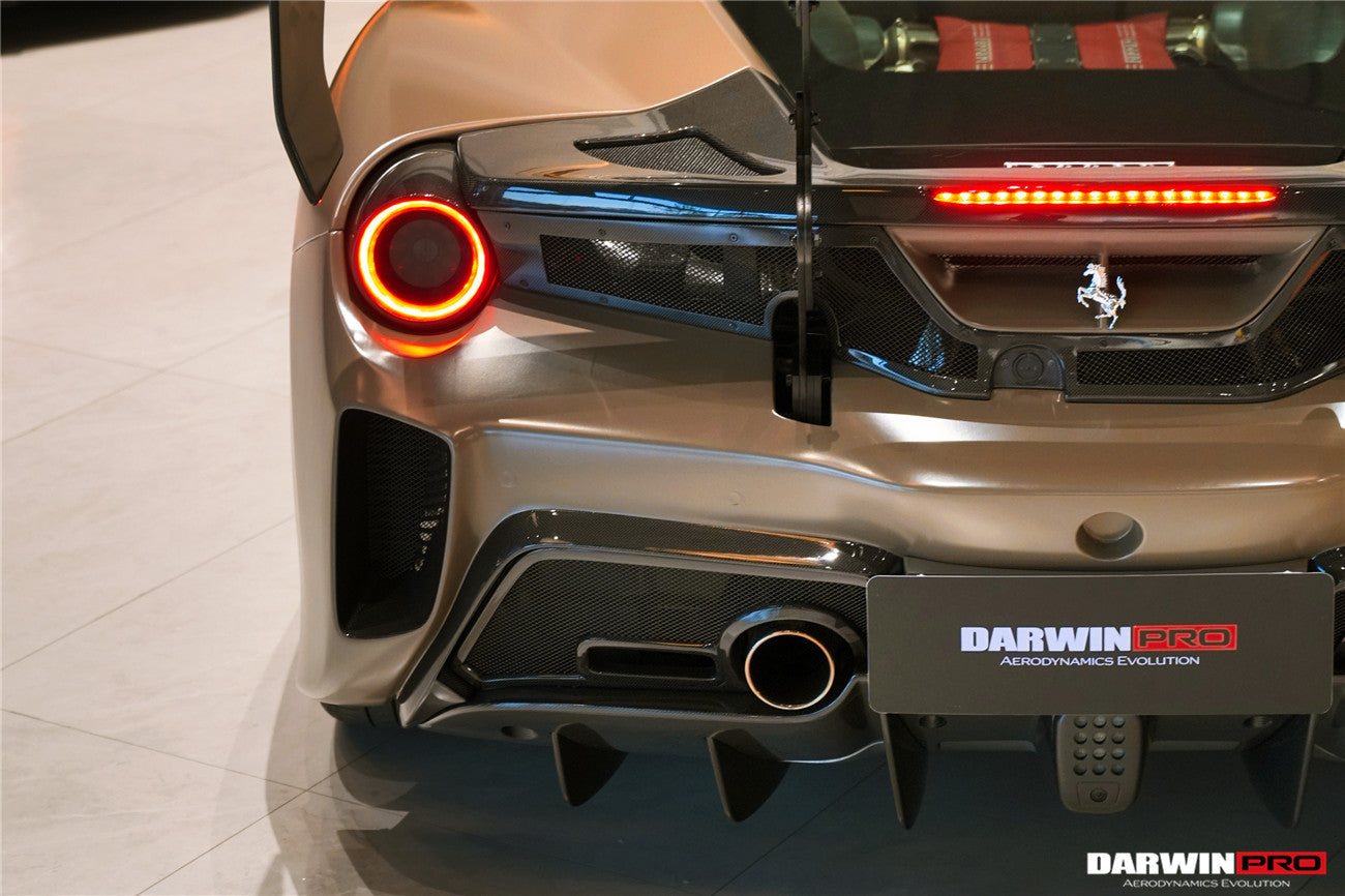 DarwinPRO 2015-2020 Ferrari 488 GTB Challenge Evo Modena Style Rear Bumper With Deck Lid Wing & Diffuser