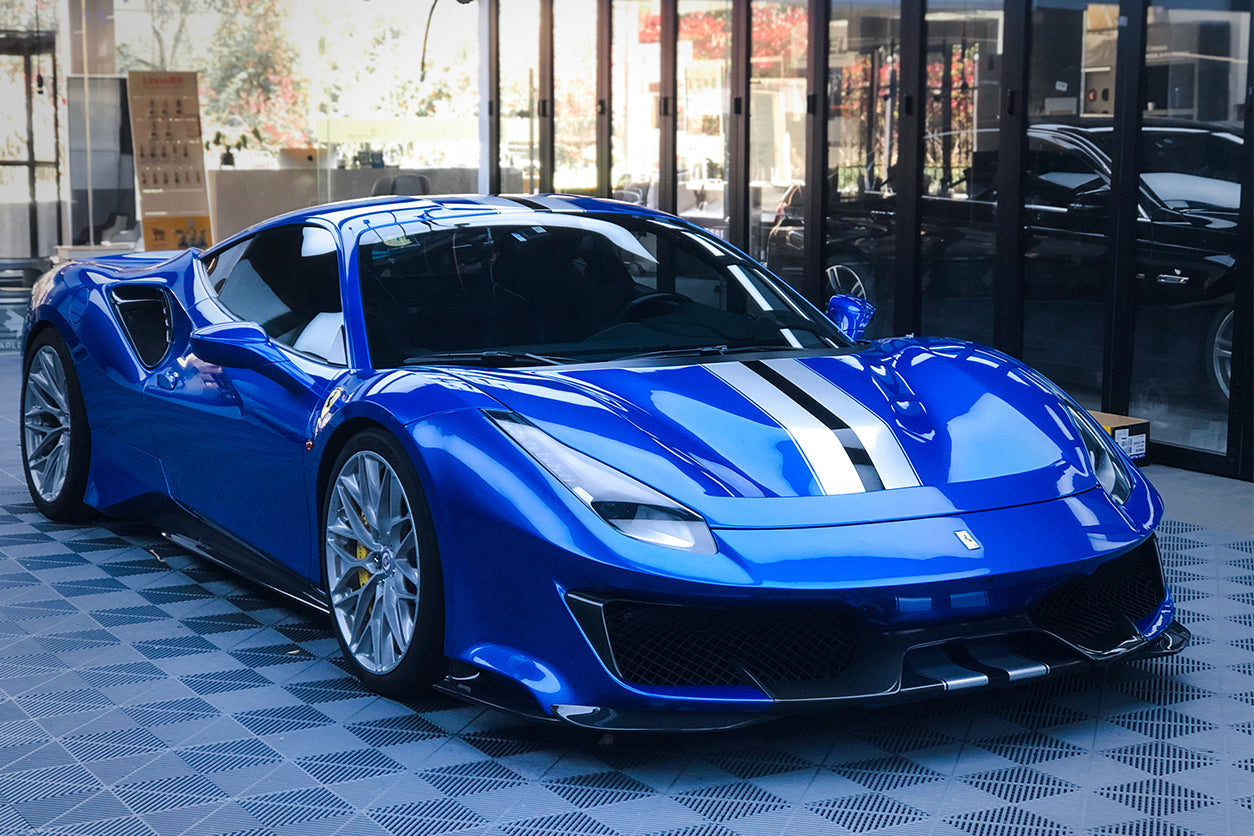 DarwinPRO 2015-2020 Ferrari 488 GTB | Spider Pista Style Carbon Fiber Front Bumper Set with Hood
