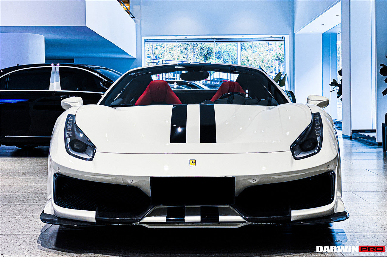 DarwinPRO 2015-2020 Ferrari 488 GTB | Spider Pista Style Carbon Fiber Front Bumper Set with Hood