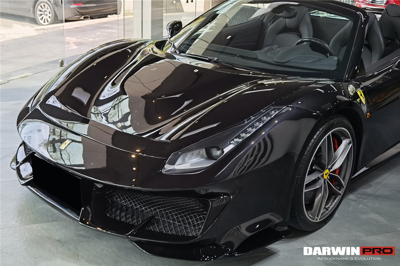 DarwinPRO 2015-2020 Ferrari 488 GTB | Spider Pista Style Carbon Fiber Front Bumper Set with Hood