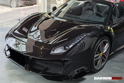 DarwinPRO 2015-2020 Ferrari 488 GTB | Spider Pista Style Carbon Fiber Front Bumper Set with Hood