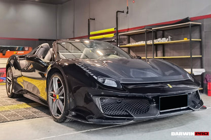 DarwinPRO 2015-2020 Ferrari 488 GTB | Spider Pista Style Carbon Fiber Front Bumper Set with Hood