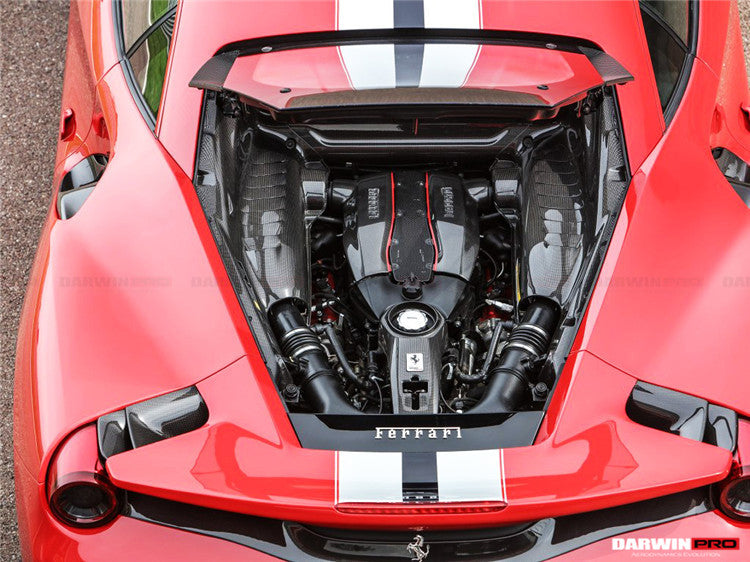 DarwinPRO 2015-2022 Ferrari 488 GTB | 488 PISTA | F8 Autoclave Carbon Fiber Firewall Cover | Engine Bay Trim panel Replacement
