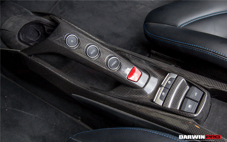 Panel de interruptores de ventanas y soporte de puente de fibra de carbono seco DarwinPRO para Ferrari 488 GTB y Spider (2015-2020)