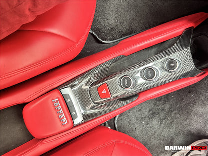 Panel de interruptores de ventanas y soporte de puente de fibra de carbono seco DarwinPRO para Ferrari 488 GTB y Spider (2015-2020)