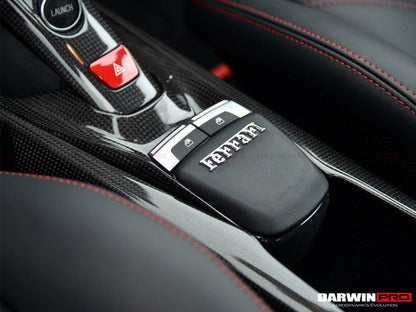 Panel de interruptores de ventanas y soporte de puente de fibra de carbono seco DarwinPRO para Ferrari 488 GTB y Spider (2015-2020)
