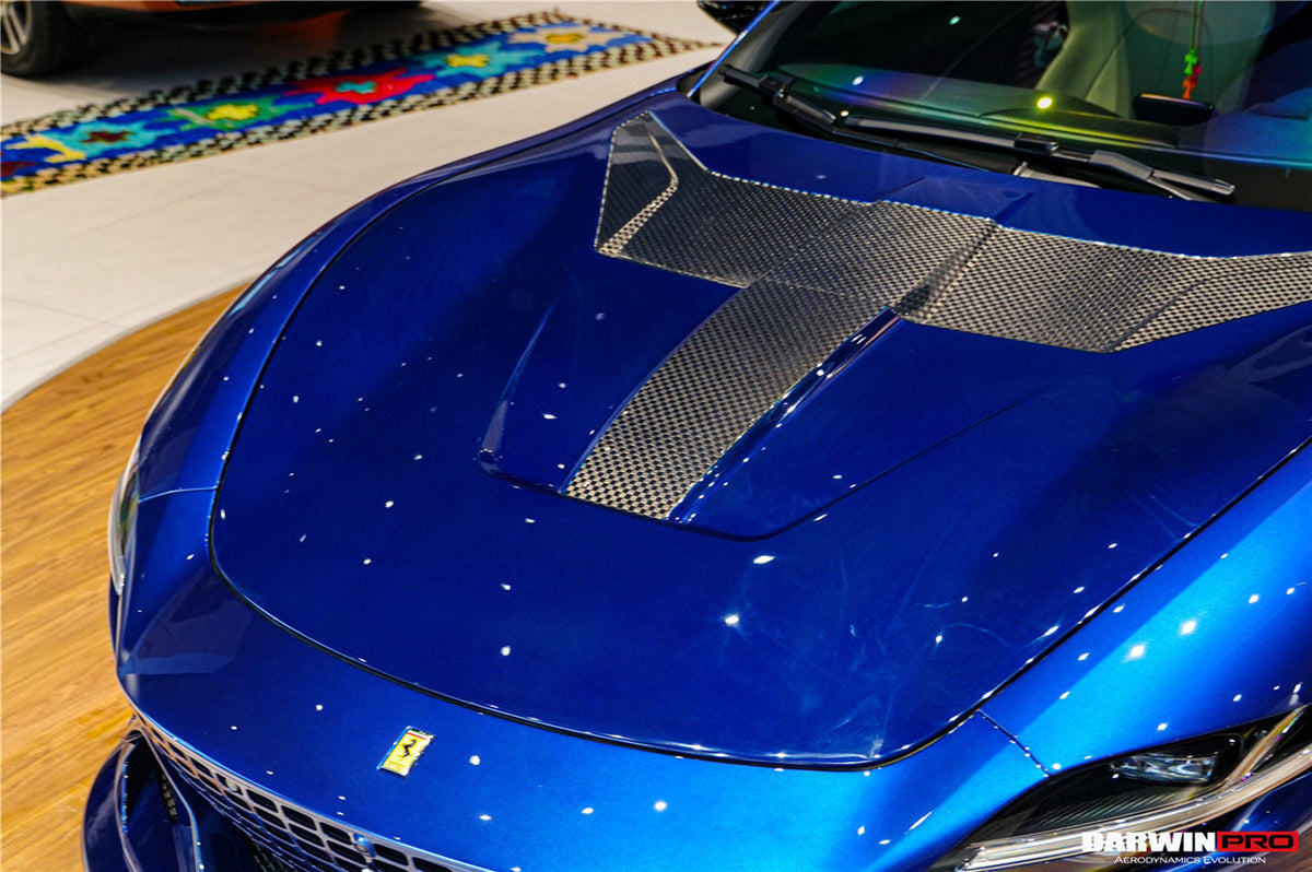 2020-UP Ferrari Roma Carbon Fiber Hood DarwinPRO (BKSS Design) (1X1CF9513BKSS-H)