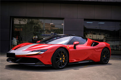 DarwinPRO 2020-UP Ferrari SF90 Stradale OE Style Autoclave Carbon Fiber Front Bumper Side Splitter