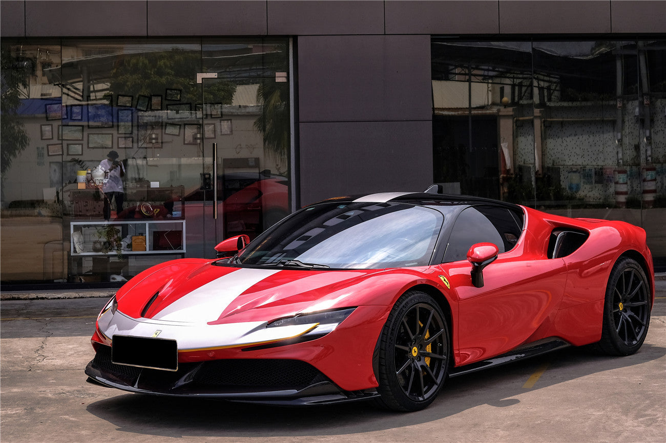 DarwinPRO 2020-UP Ferrari SF90 Stradale OE Style Autoclave Carbon Fiber Front Bumper Side Splitter