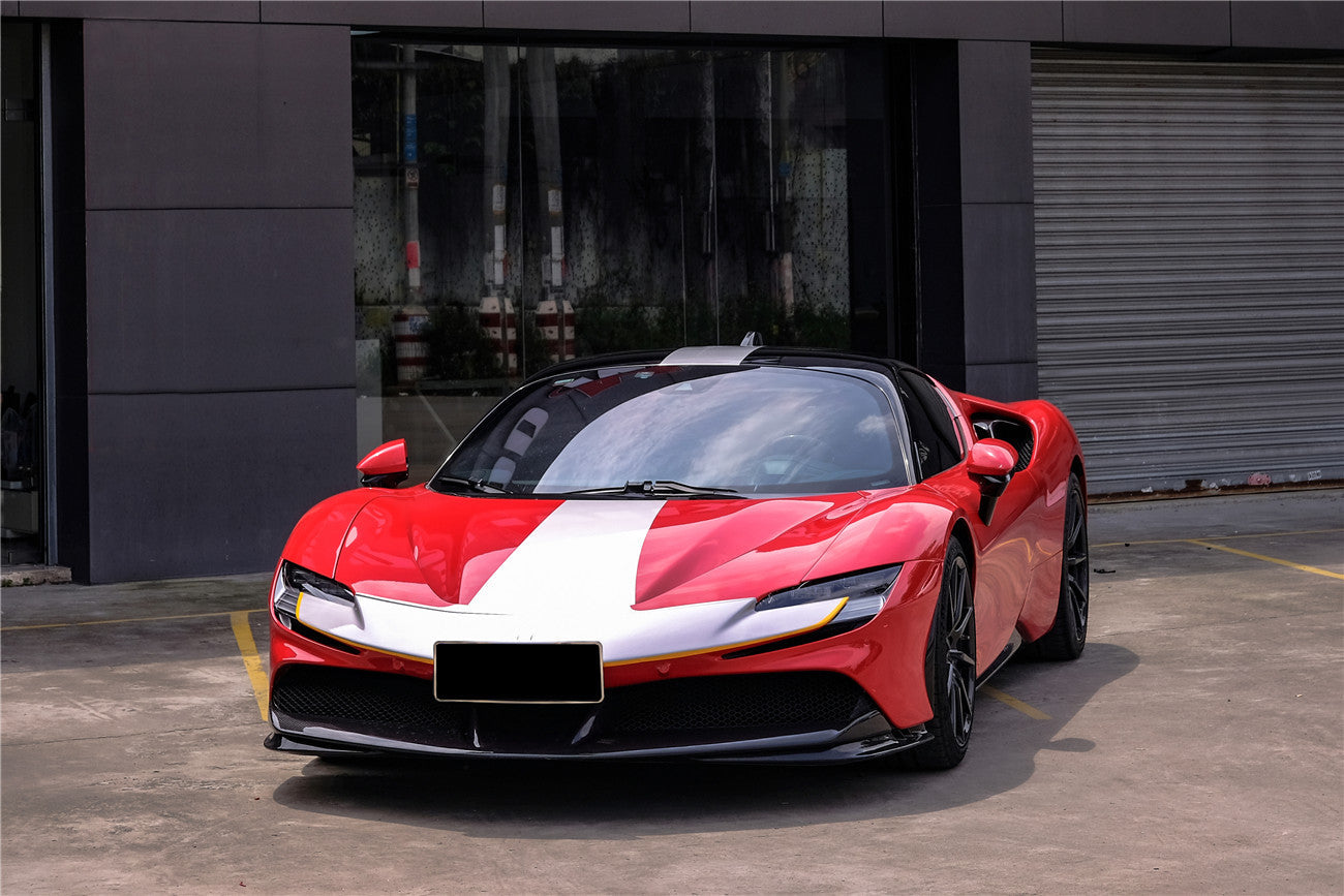 DarwinPRO 2020-UP Ferrari SF90 Stradale OE Style Autoclave Carbon Fiber Front Bumper Side Splitter