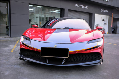 DarwinPRO 2020-UP Ferrari SF90 Stradale OE Style Autoclave Carbon Fiber Front Bumper Side Splitter