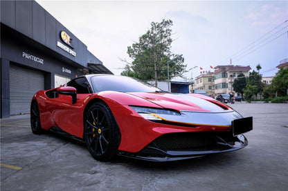 DarwinPRO 2020-UP Ferrari SF90 Stradale OE Style Autoclave Carbon Fiber Front Bumper Side Splitter