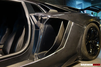 DarwinPRO 2011-2016  Lamborghini Aventador LP700 Coupe BKSS Style Carbon Fiber Quarter Panel Fender Side Vent Air Intake Cover Trim