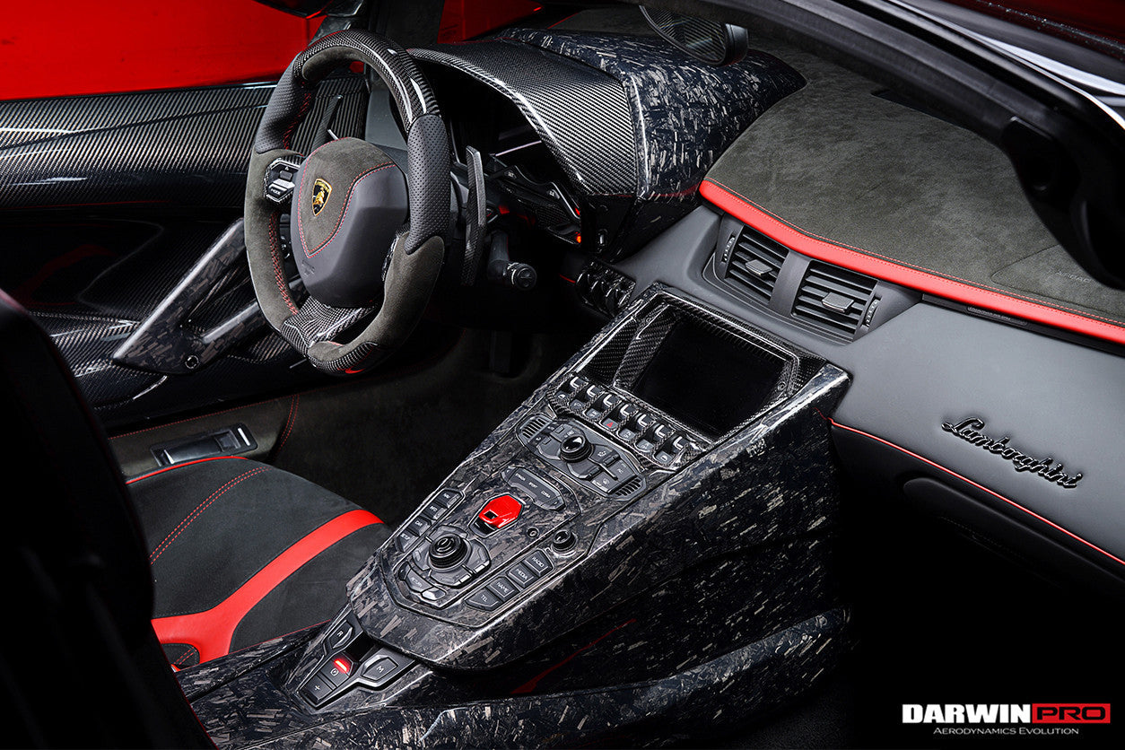 DarwinPRO 2011-2016 Lamborghini Aventador LP700 LP720 LP750 SV OE Style Carbon Fiber Navigation Screen Trim Replacement (2PCS)