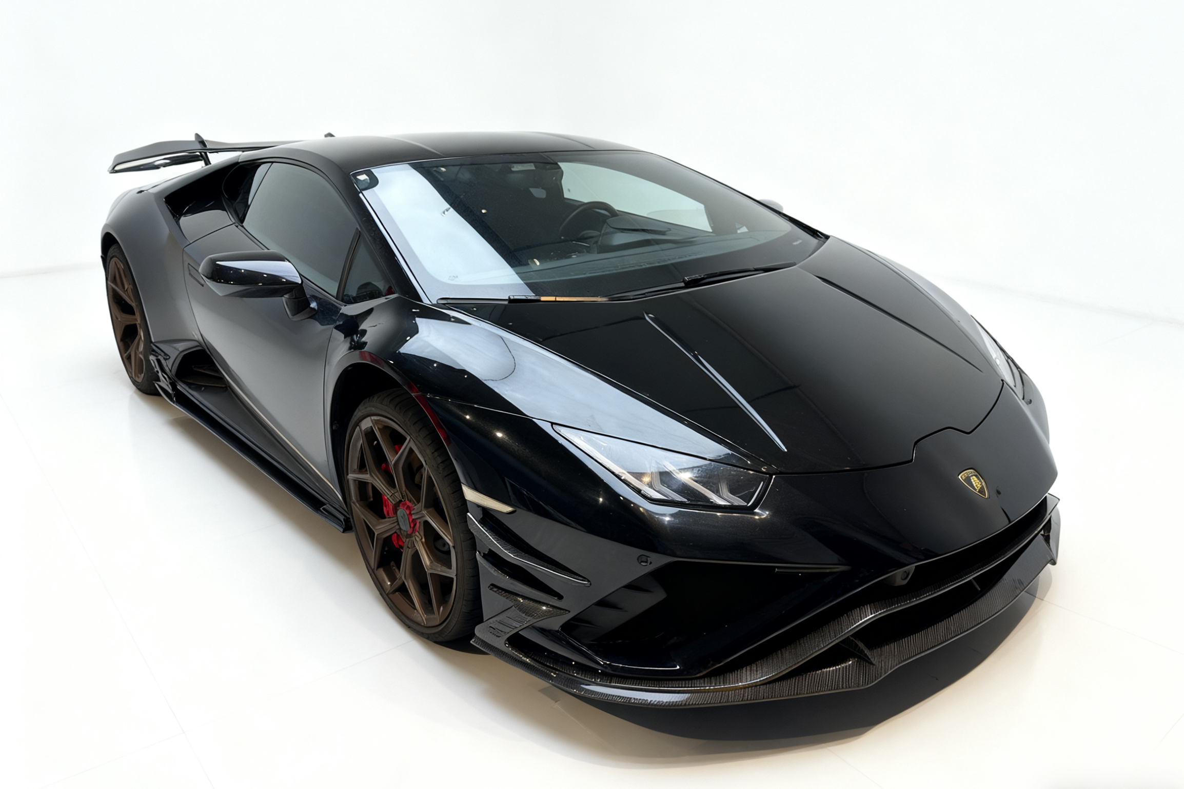 DarwinPRO 2019-2025 Lamborghini Huracan EVO RWD AD Style Dry Carbon Front Bumper Canards