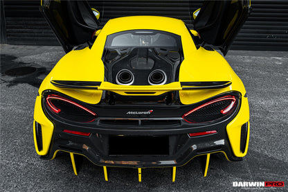DarwinPRO 2015-2020 McLaren 540C 570S 570GT 600LT-Style Partial Carbon Fiber Rear Bumper with Diffuser  and Trunk Spoiler and Engine Trunk and Exhaust