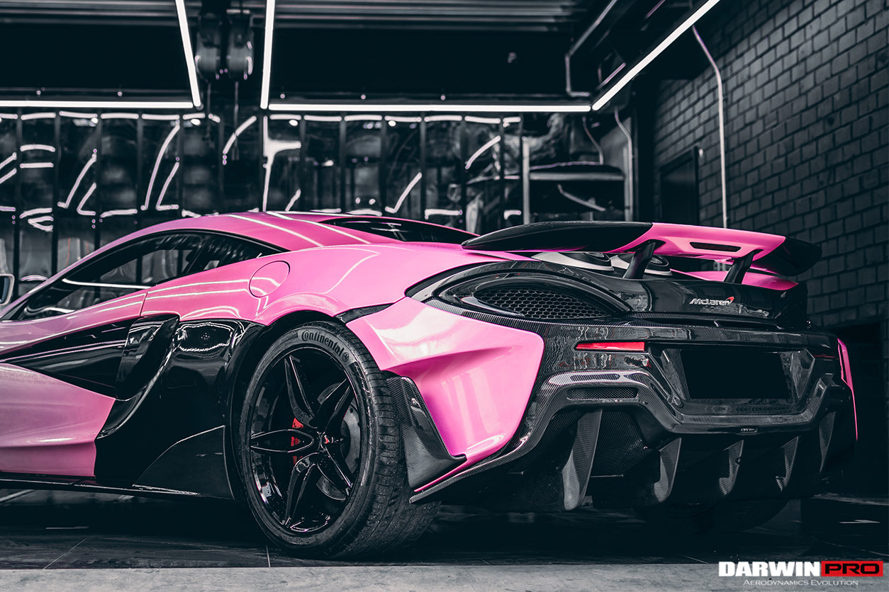 DarwinPRO 2015-2020 McLaren 540C 570S 570GT 600LT-Style Partial Carbon Fiber Rear Bumper with Diffuser  and Trunk Spoiler and Engine Trunk and Exhaust