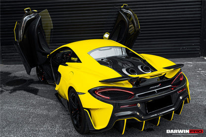 DarwinPRO 2015-2020 McLaren 540C 570S 570GT 600LT-Style Partial Carbon Fiber Rear Bumper with Diffuser  and Trunk Spoiler and Engine Trunk and Exhaust
