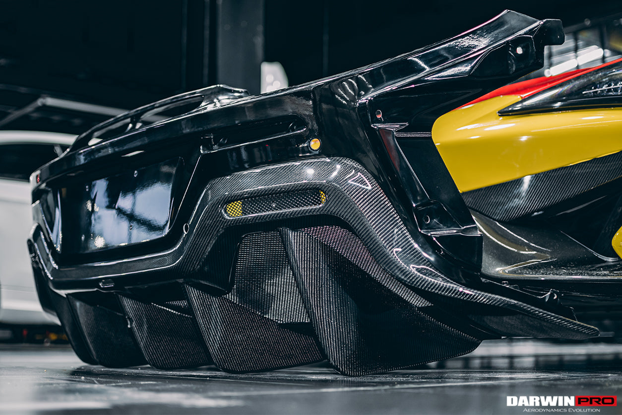DarwinPRO 2015-2020 McLaren 540C 570S 570GT 600LT-Style Partial Carbon Fiber Rear Bumper with Diffuser  and Trunk Spoiler and Engine Trunk and Exhaust