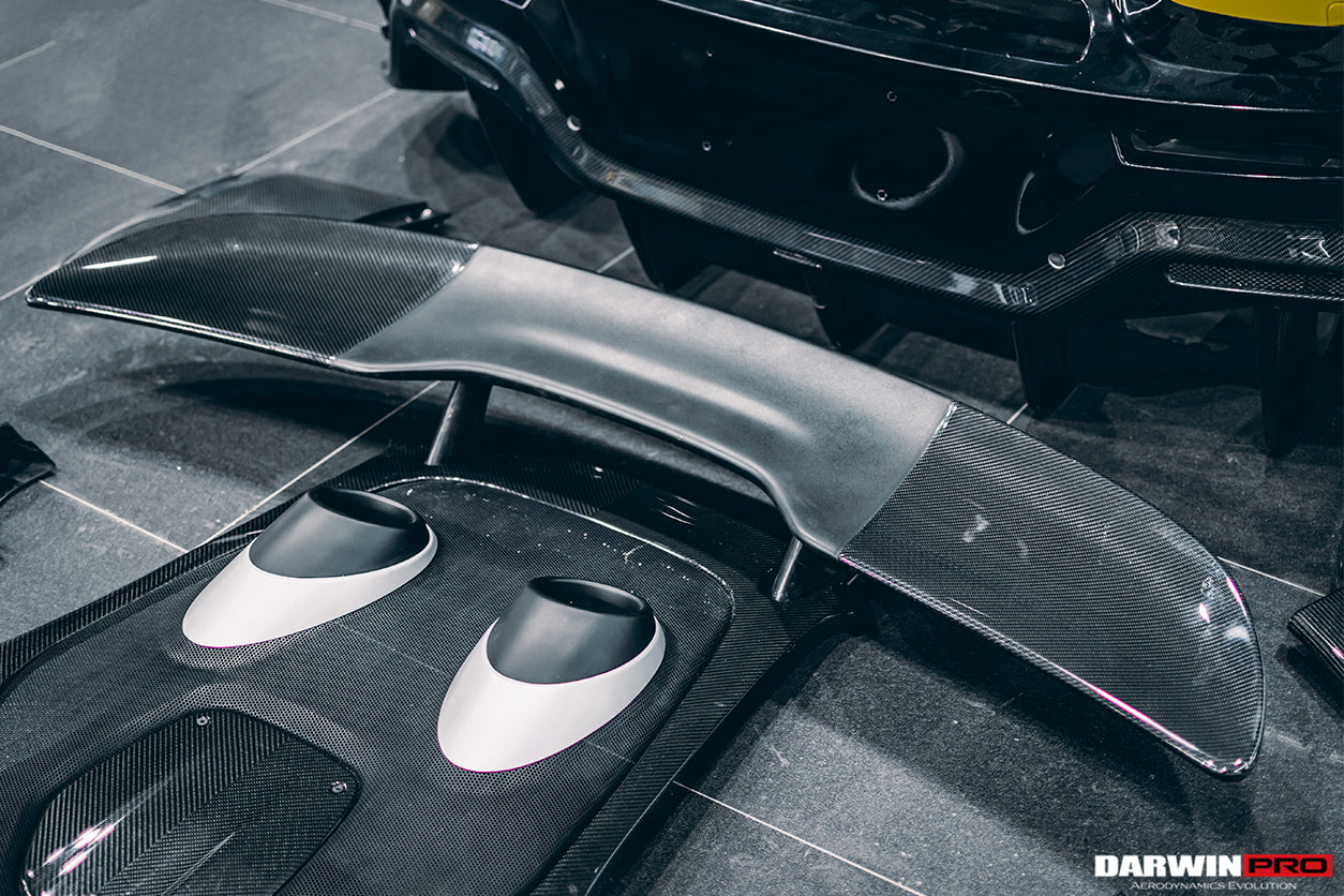 DarwinPRO 2015-2020 McLaren 540C 570S 570GT 600LT-Style Partial Carbon Fiber Rear Bumper with Diffuser  and Trunk Spoiler and Engine Trunk and Exhaust
