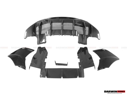 DarwinPRO 2015-2020 McLaren 540C 570S 570GT 600LT-Style Partial Carbon Fiber Rear Bumper with Diffuser  and Trunk Spoiler and Engine Trunk and Exhaust