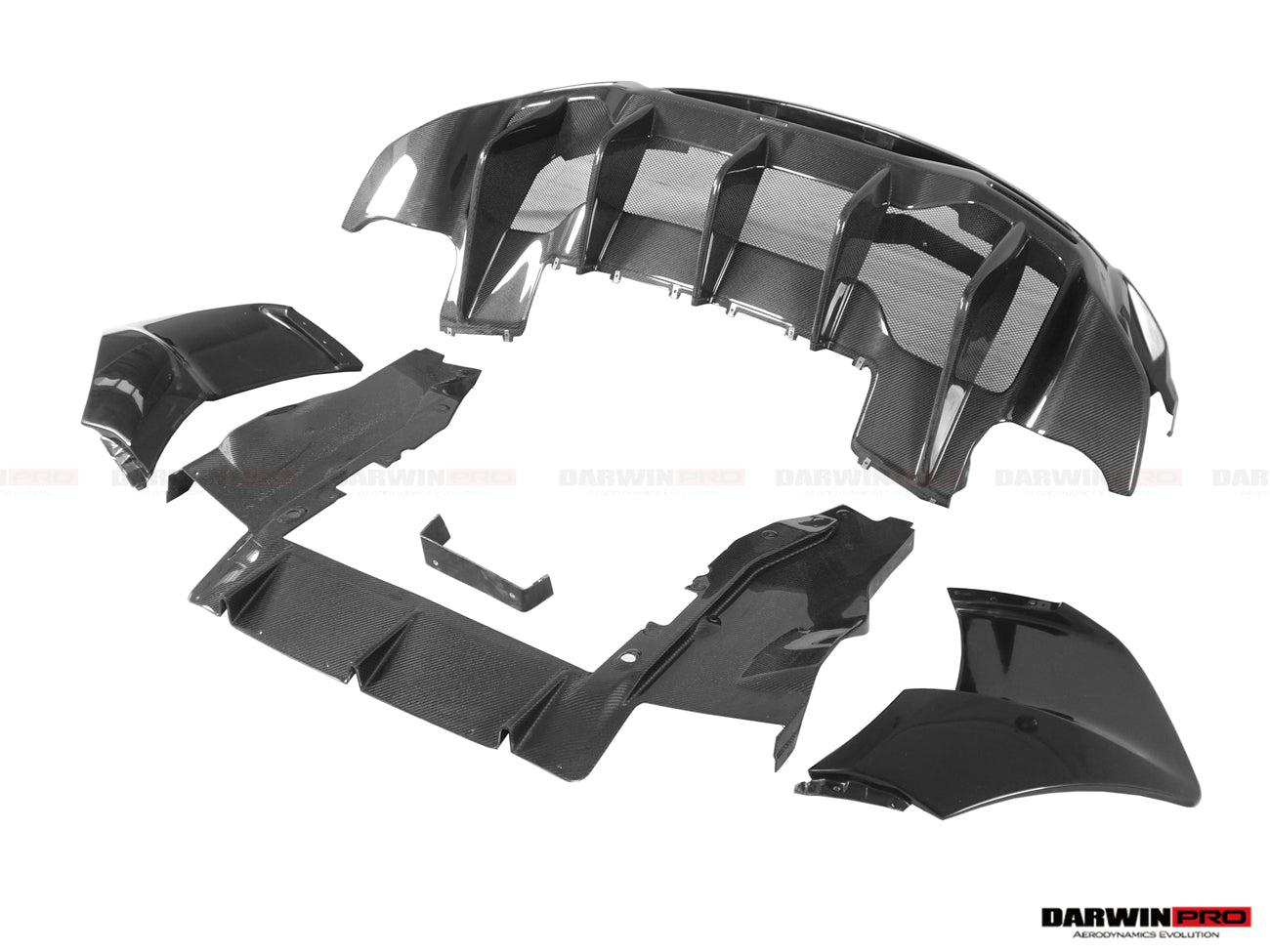 DarwinPRO 2015-2020 McLaren 540C 570S 570GT 600LT-Style Partial Carbon Fiber Rear Bumper with Diffuser  and Trunk Spoiler and Engine Trunk and Exhaust