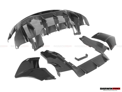 DarwinPRO 2015-2020 McLaren 540C 570S 570GT 600LT-Style Partial Carbon Fiber Rear Bumper with Diffuser  and Trunk Spoiler and Engine Trunk and Exhaust