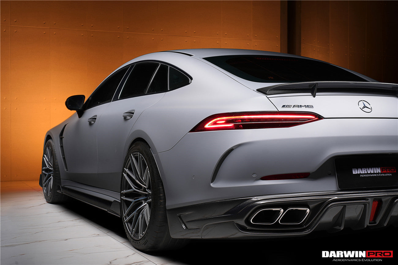 Difusor trasero de alto rendimiento DarwinPRO 2019-2024 Mercedes Benz AMG GT50 GT53 GT43 4Door Coupe X290 IMP con paneles reflectores y puntas de escape