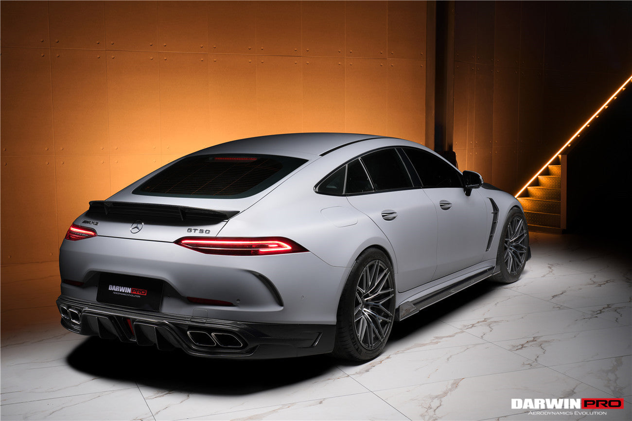 Difusor trasero de alto rendimiento DarwinPRO 2019-2024 Mercedes Benz AMG GT50 GT53 GT43 4Door Coupe X290 IMP con paneles reflectores y puntas de escape