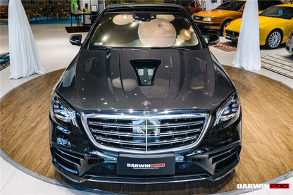 Capó de fibra de carbono DarwinPRO para Mercedes Benz W222 Sedán (2014-2020) con diseño iMP | Compatible con S450, S550, S560, S63AMG y S65AMG