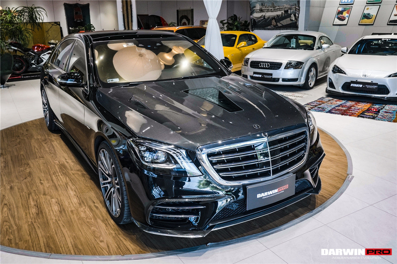 Capó de fibra de carbono DarwinPRO para Mercedes Benz W222 Sedán (2014-2020) con diseño iMP | Compatible con S450, S550, S560, S63AMG y S65AMG