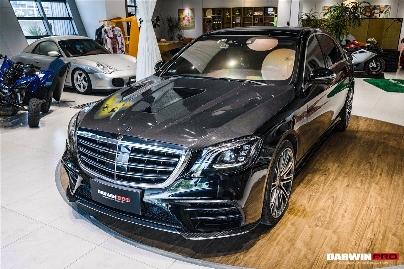 Capó de fibra de carbono DarwinPRO para Mercedes Benz W222 Sedán (2014-2020) con diseño iMP | Compatible con S450, S550, S560, S63AMG y S65AMG