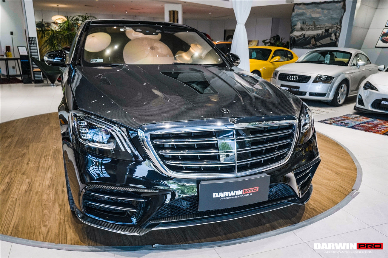 Capó de fibra de carbono DarwinPRO para Mercedes Benz W222 Sedán (2014-2020) con diseño iMP | Compatible con S450, S550, S560, S63AMG y S65AMG