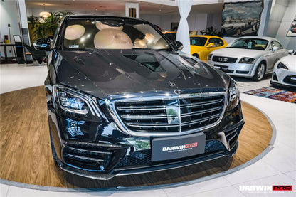Capó de fibra de carbono DarwinPRO para Mercedes Benz W222 Sedán (2014-2020) con diseño iMP | Compatible con S450, S550, S560, S63AMG y S65AMG