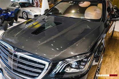 Capó de fibra de carbono DarwinPRO para Mercedes Benz W222 Sedán (2014-2020) con diseño iMP | Compatible con S450, S550, S560, S63AMG y S65AMG