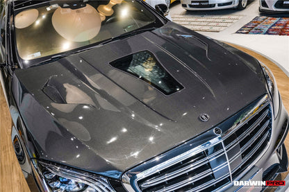 Capó de fibra de carbono DarwinPRO para Mercedes Benz W222 Sedán (2014-2020) con diseño iMP | Compatible con S450, S550, S560, S63AMG y S65AMG