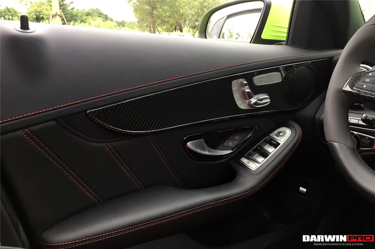 DarwinPRO 2015-2021 Mercedes Benz W205 C63 S AMG Sedán Tira de moldura de fibra de carbono para panel interior de puerta