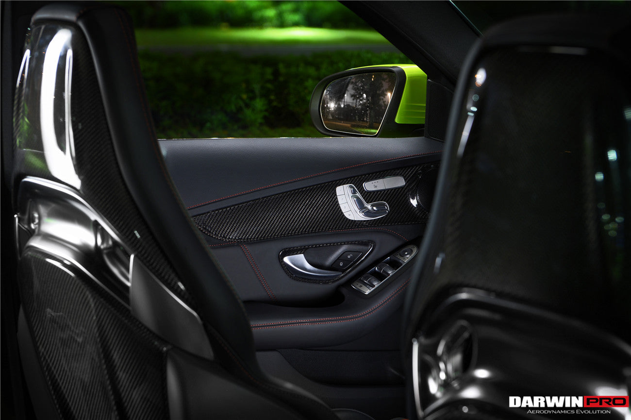 DarwinPRO 2015-2021 Mercedes Benz W205 C63 S AMG Sedán Tira de moldura de fibra de carbono para panel interior de puerta