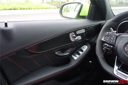 DarwinPRO 2015-2021 Mercedes Benz W205 C63 S AMG Sedán Tira de moldura de fibra de carbono para panel interior de puerta