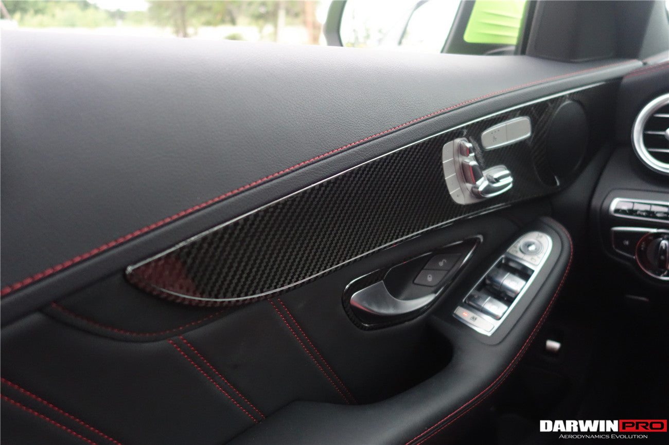DarwinPRO 2015-2021 Mercedes Benz W205 C63 S AMG Sedán Tira de moldura de fibra de carbono para panel interior de puerta