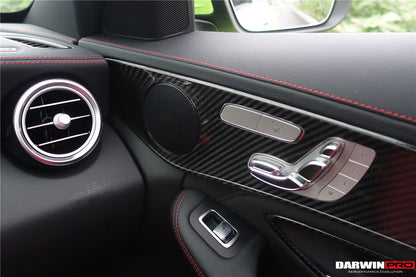 DarwinPRO 2015-2021 Mercedes Benz W205 C63 S AMG Sedán Tira de moldura de fibra de carbono para panel interior de puerta