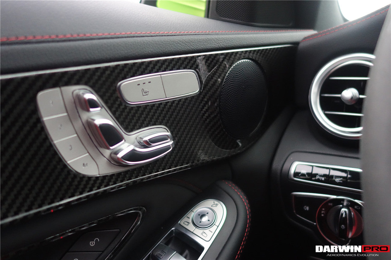 DarwinPRO 2015-2021 Mercedes Benz W205 C63 S AMG Sedán Tira de moldura de fibra de carbono para panel interior de puerta