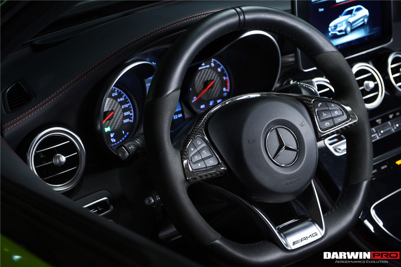 DarwinPRO 2015-2021 Mercedes Benz W205 C63 AMG Carbon Fiber Interior Steering wheel Trim