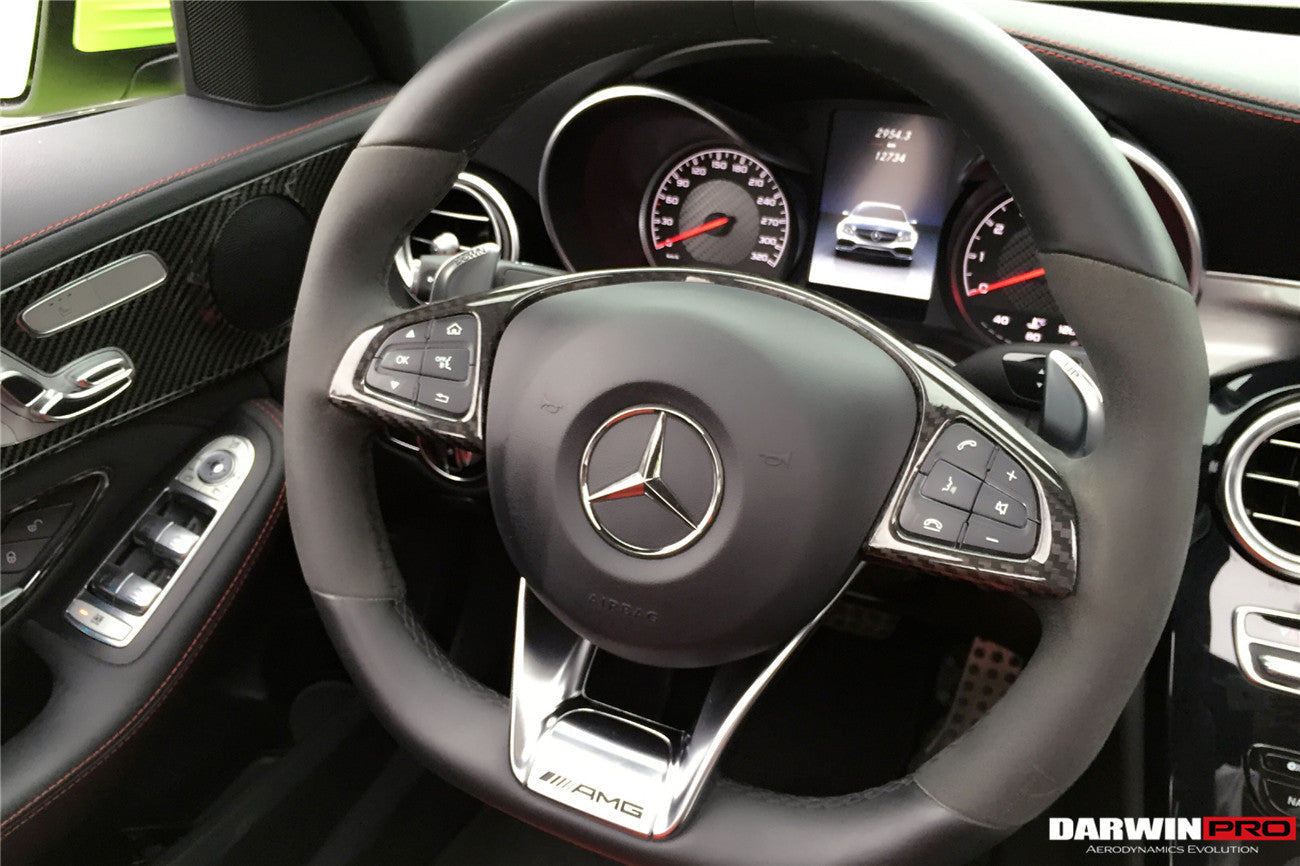 DarwinPRO 2015-2021 Mercedes Benz W205 C63 AMG Carbon Fiber Interior Steering wheel Trim