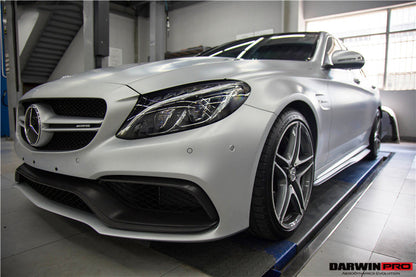 DarwinPRO 2015-2023 Mercedes Benz W205 C63 S AMG Carbon Fiber Front Bumper Trim Set (4pcs)