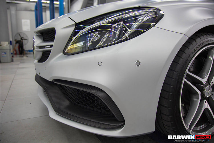 DarwinPRO 2015-2023 Mercedes Benz W205 C63 S AMG Carbon Fiber Front Bumper Trim Set (4pcs)